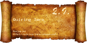 Quiring Imre névjegykártya